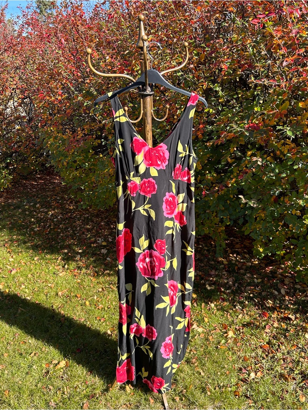 Black Floral Print Maxi Dress